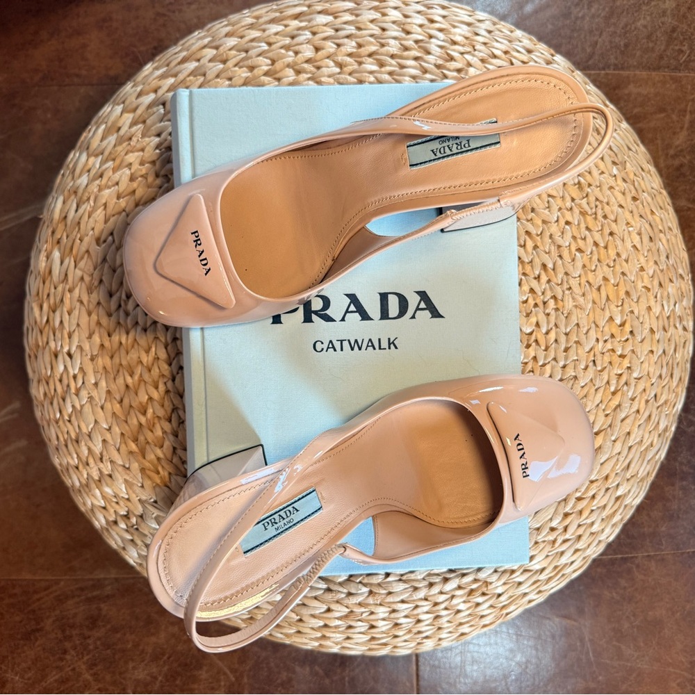 Prada Patent Leather Nude Slingback Pumps - Picture 9 of 16